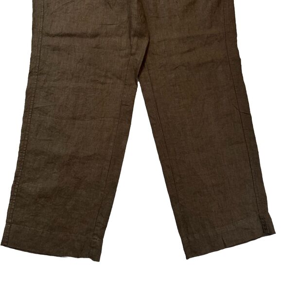 AYR The Tourist Linen Pants Womens L Elastic Waist Sicilian Umber Brown Resort - Picture 7 of 14